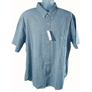 Ralph Lauren Chaps 2XL Blue Seersucker Striped Short Sleeve ButtonUp Shirt NEW